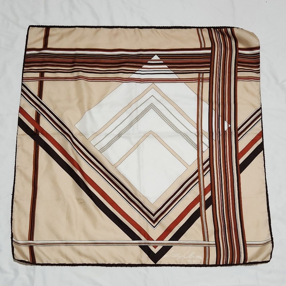 Lady Elisa roma Brown Tan & White Linear Scarf